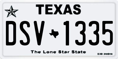 TX license plate DSV1335