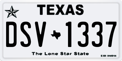 TX license plate DSV1337