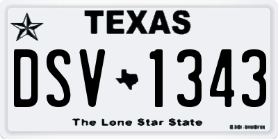 TX license plate DSV1343