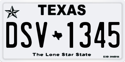 TX license plate DSV1345