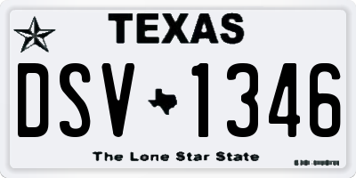 TX license plate DSV1346