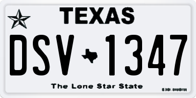 TX license plate DSV1347