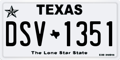TX license plate DSV1351