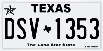 TX license plate DSV1353