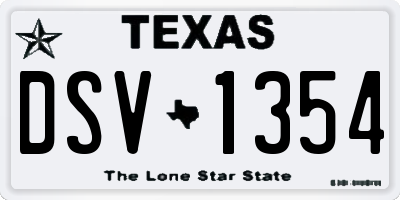 TX license plate DSV1354
