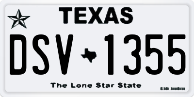 TX license plate DSV1355