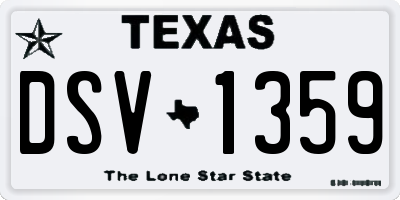 TX license plate DSV1359
