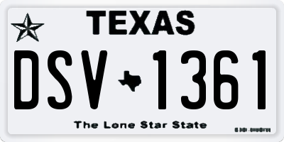 TX license plate DSV1361