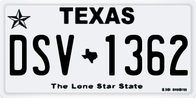 TX license plate DSV1362