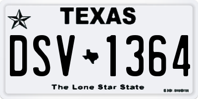 TX license plate DSV1364