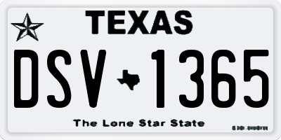 TX license plate DSV1365