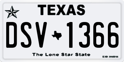 TX license plate DSV1366