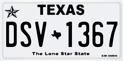 TX license plate DSV1367
