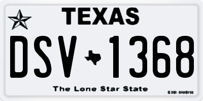 TX license plate DSV1368