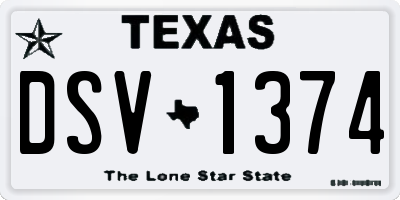TX license plate DSV1374