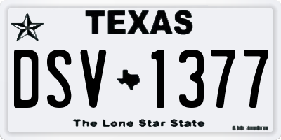 TX license plate DSV1377
