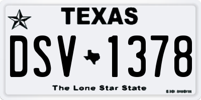 TX license plate DSV1378