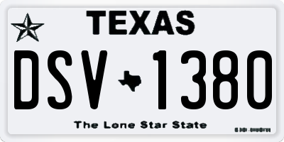 TX license plate DSV1380