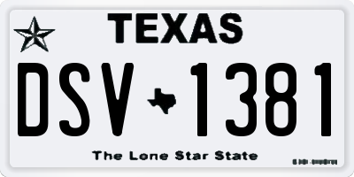 TX license plate DSV1381