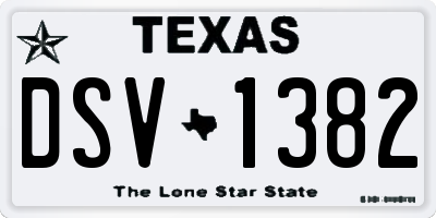 TX license plate DSV1382