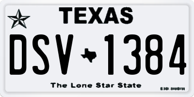 TX license plate DSV1384