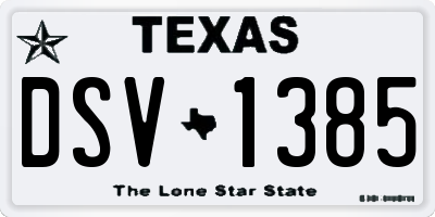 TX license plate DSV1385