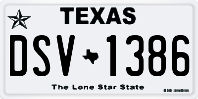 TX license plate DSV1386