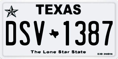 TX license plate DSV1387