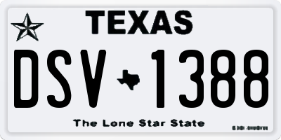 TX license plate DSV1388