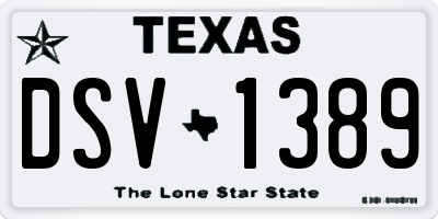 TX license plate DSV1389