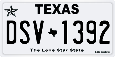 TX license plate DSV1392