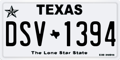 TX license plate DSV1394