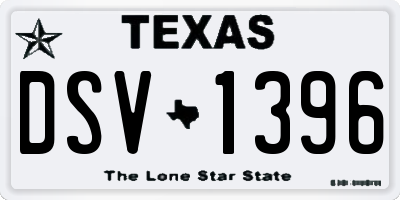 TX license plate DSV1396
