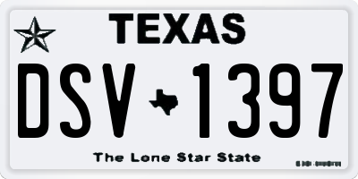 TX license plate DSV1397