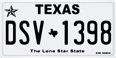 TX license plate DSV1398