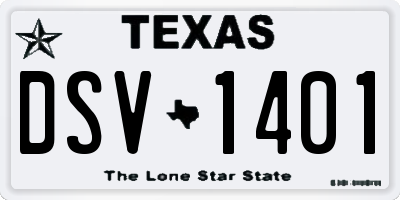 TX license plate DSV1401