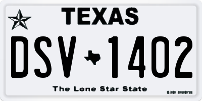 TX license plate DSV1402