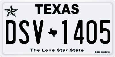 TX license plate DSV1405