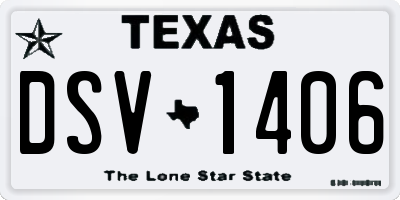 TX license plate DSV1406
