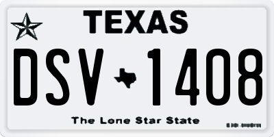 TX license plate DSV1408