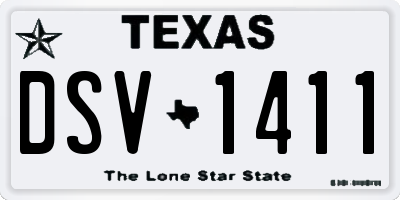 TX license plate DSV1411
