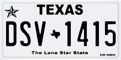 TX license plate DSV1415