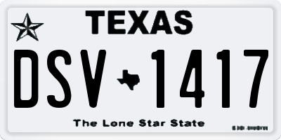 TX license plate DSV1417