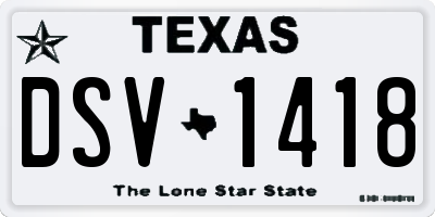TX license plate DSV1418