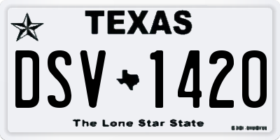 TX license plate DSV1420