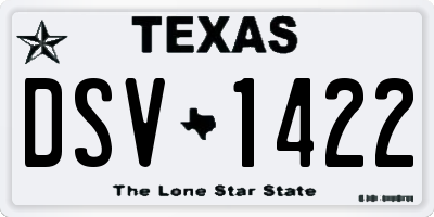 TX license plate DSV1422
