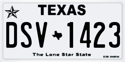 TX license plate DSV1423