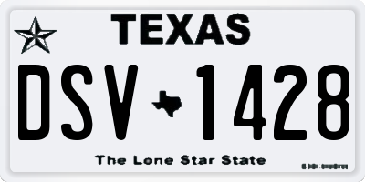 TX license plate DSV1428