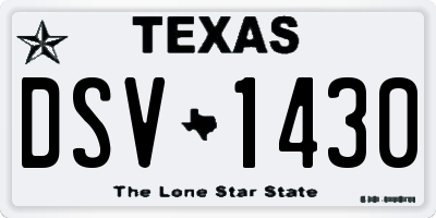 TX license plate DSV1430