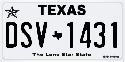 TX license plate DSV1431